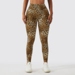 Legging taille haute, léopard, élastique, effet Push Up