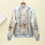 Veste vintage à fleurs pour femme, broderie, poches – Image 5