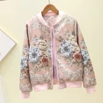Veste vintage à fleurs pour femme, broderie, poches – Image 2