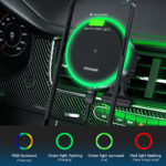 Chargeur et support de téléphone magnétique pour voiture, Qi 15W, RVB, support universel – Image 2