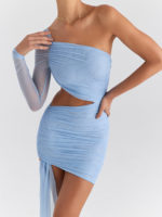 Robe mini en maille à deux couches, inclinée, irrégulière – Image 4