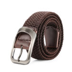 Ceinture en toile tressée et élastique, à boucle ardillon extensible, 105 cm