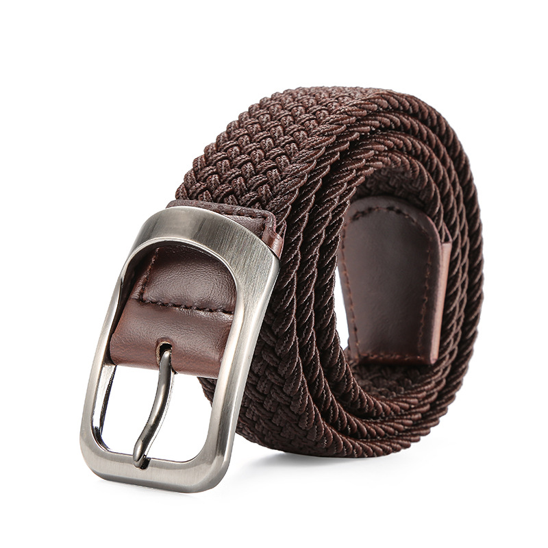 Ceinture en toile tressée et élastique, à boucle ardillon extensible, 105 cm