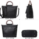 Sac à main et bandoulière en cuir, à rivets, fourre-tout imperméable – Image 4