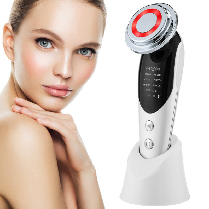 Appareil de lifting du visage 7 en 1, RF, micro-courant, rajeunissement, masseur facial à LED, luminothérapie