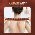 Bâton de massage en bois de hêtre, 8 perles, dragage méridiens, pour les épaules, le cou, la taille et le dos – Image 3