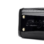 Sac à main et bandoulière en cuir verni, à motif de style crocodile – Image 12
