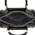 Sac à main et bandoulière en cuir verni, à motif de style crocodile – Image 7