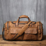 Sac de voyage en cuir de vachette, poches et rangements
