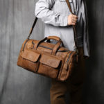 Sac de voyage en cuir de vachette, poches et rangements – Image 4