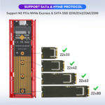 Boitier externe, adaptateur SSD M.2 NVMe, 2230/2242/2260/2280, avec câbles – Image 2