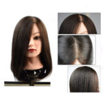 Tête de mannequin d’entraînement, cheveux naturelles, modèle de formation, pour coiffeur professionnel