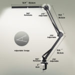 Lampe de bureau LED à bras oscillant en métal avec pince, 3 modes d'éclairage, adaptateur USB – Image 8