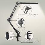 Lampe de bureau LED à bras oscillant en métal avec pince, 3 modes d'éclairage, adaptateur USB – Image 7