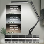 Lampe de bureau LED à bras oscillant en métal avec pince, 3 modes d'éclairage, adaptateur USB – Image 4