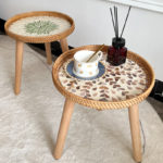 Petite table basse en rotin tissé, ronde, minimaliste moderne – Image 3