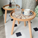 Petite table basse en rotin tissé, ronde, minimaliste moderne – Image 6