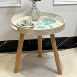 Petite table basse en rotin tissé, ronde, minimaliste moderne – Image 5
