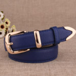 Ceinture en cuir PU pour femme, boucle dorée, 105 cm – Image 2