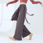 Pantalon de danse avec jupe fluide, lyrique, larges et fin, vêtements d'entraînement – Image 4