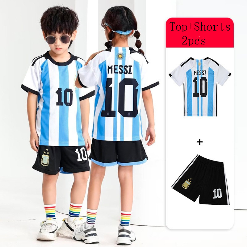 Ensemble maillot et short de football pour enfant, Messi, Ronaldo, Neymar, respirant