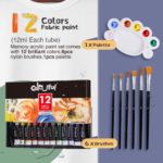 Ensemble de peinture pour textile, une palette de 12 couleurs, avec 6 pinceaux – Image 6