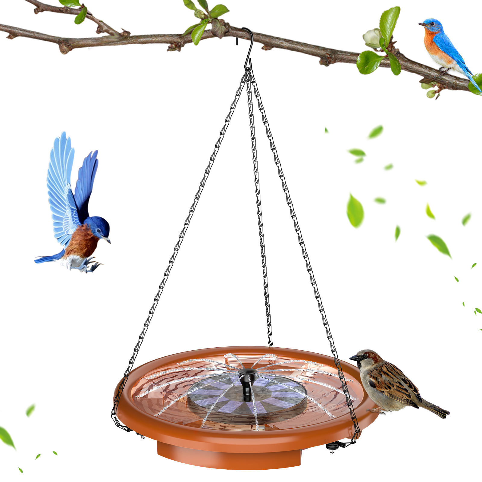 159906-pzylkp.jpg Ensemble de fontaine solaire et abreuvoir à oiseaux, avec crochet, bain d’oiseaux pour jardin – Image 1