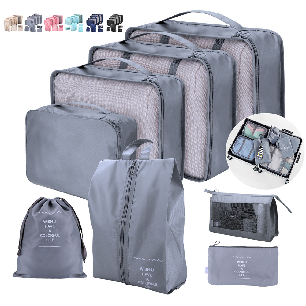Ensemble de sacs de rangement, étuis de rangement, bagages portables, 8 pièces