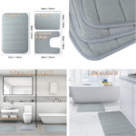 Ensemble de tapis de salle de bain, mousse à mémoire de forme, extra doux et super absorbants, 3 pièces – Image 5