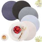 Ensemble de sets de table tissés à bords croisés, ronds, 12 pièces