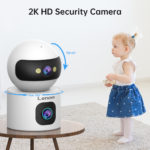 Double caméra IP Lenovo Wifi, 5G, 3MP, 2K, PTZ, suivi automatique, alerte de détection de mouvement – Image 3