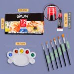 Ensemble de peinture pour textile, une palette de 12 couleurs, avec 6 pinceaux – Image 8