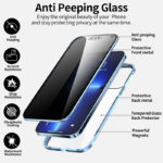 Double coque magnétique 360° pour iPhone, protection de la vie privée, double verre, protection en métal – Image 6