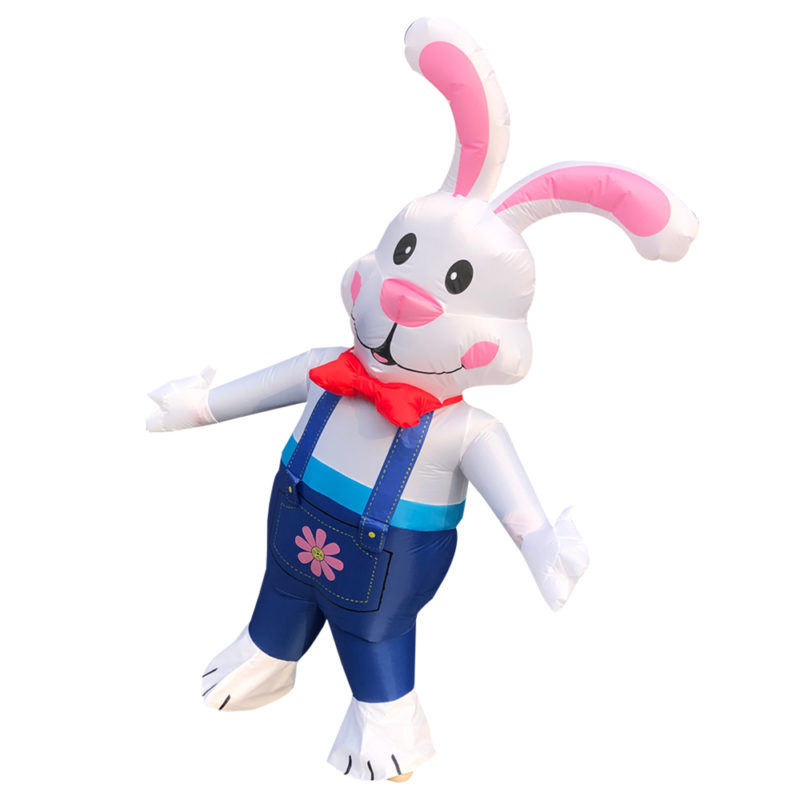 Costume gonflable de lapin en salopette, déguisement