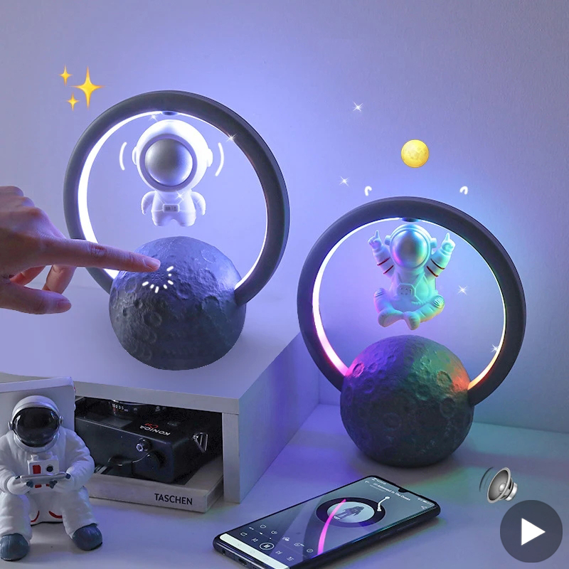Enceinte Bluetooth avec astronaute en lévitation magnétique, LED, 5W, portable
