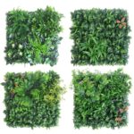 Panneau mural de plantes artificielles, herbes tropicales, fleurs, feuilles, 50 x 50 cm – Image 3