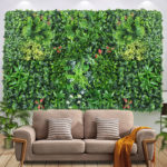 Panneau mural de plantes artificielles, herbes tropicales, fleurs, feuilles, 50 x 50 cm – Image 2