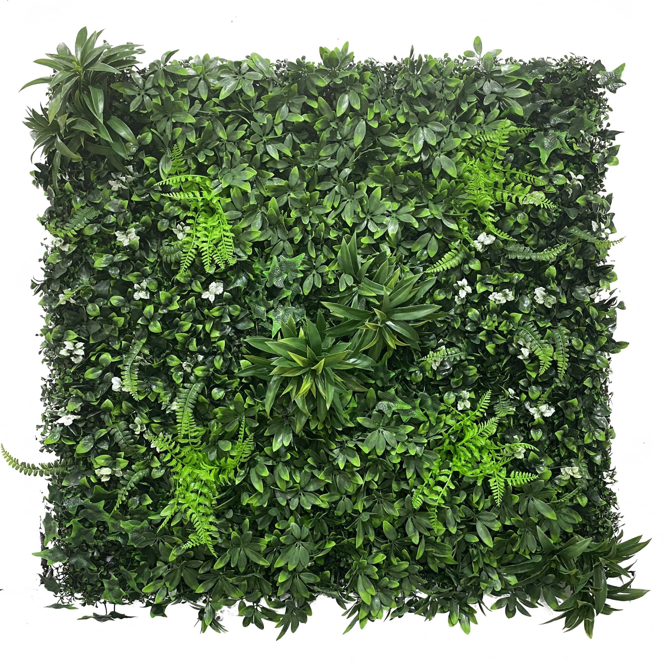Panneau mural de plantes artificielles, tropicales, fleurs, herbes vertes, 50 x 50 cm