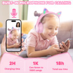 Casque audio sans fil avec étui pour enfant, Bluetooth 5.3, RVB, Hi-Fi – Image 2