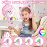 Casque audio sans fil avec étui pour enfant, Bluetooth 5.3, RVB, Hi-Fi – Image 4