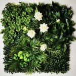 Panneau mural de plantes artificielles, fleurs, roses, feuilles tropicales, 50 x 50 cm – Image 13