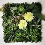 Panneau mural de plantes artificielles, fleurs, roses, feuilles tropicales, 50 x 50 cm – Image 2