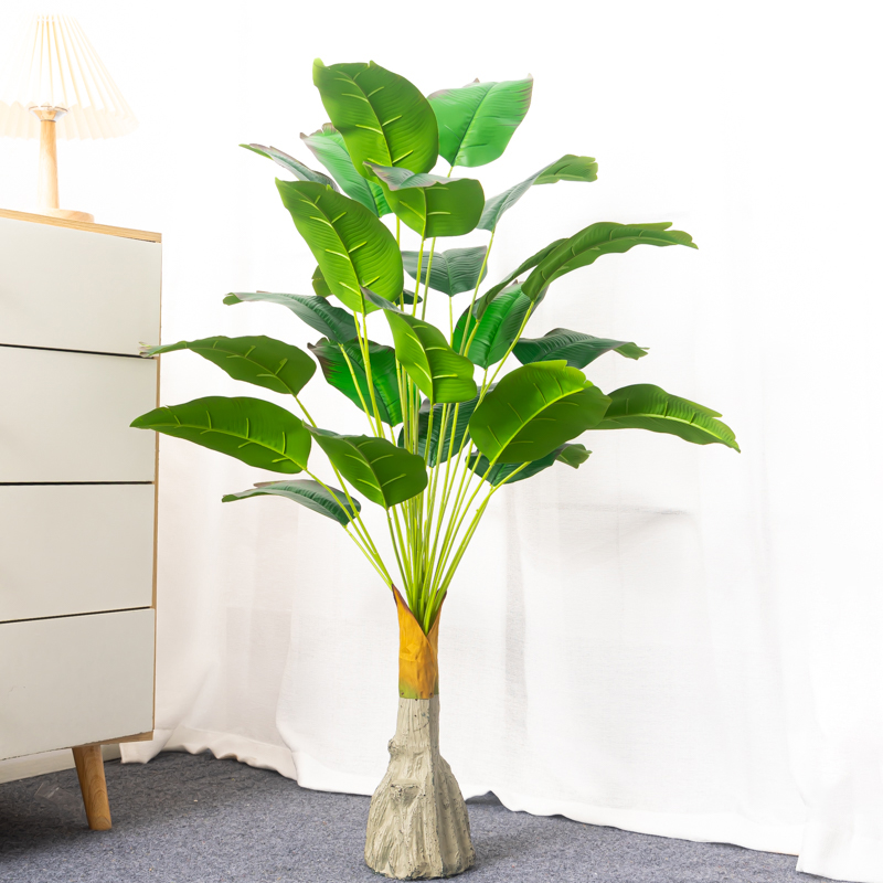 Bananier artificiel, grande plante tropicale, 18 à 24 feuilles, 90 à 100 cm