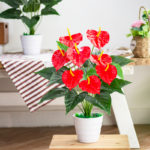 Plante anthurium artificielle, langue de feu, couleur vive, 53 cm – Image 5