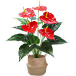 Plante anthurium artificielle, langue de feu, couleur vive, 53 cm