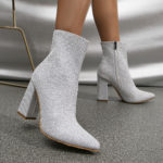 Bottines à talon haut, 9 cm, pointues à paillettes, fermeture éclair