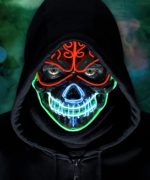Masque LED d'halloween, au néon lumineux, Roi fantôme