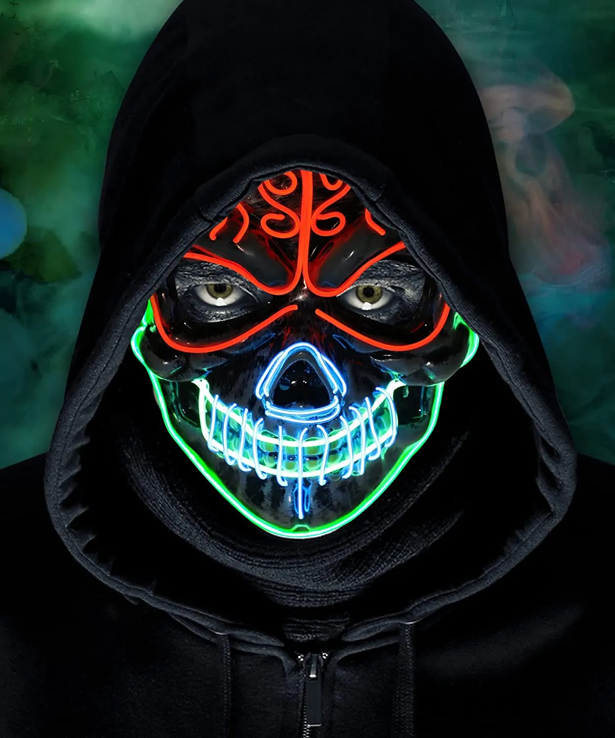 164526-e2sfgr.jpg Masque LED d'halloween, au néon lumineux, Roi fantôme – Image 1