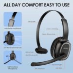 Casque audio sans fil avec microphone, Bluetooth 5.2, anti-bruit actif, pour centre d’appels – Image 5