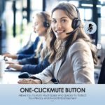 Casque audio sans fil avec microphone, Bluetooth 5.2, anti-bruit actif, pour centre d’appels – Image 2